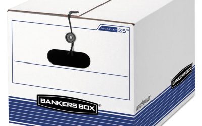 Stor/file Medium-Duty Strength Storage Boxes, Letter/legal Files, 12.25″ X 16″ X 11″, White/blue, 4/carton