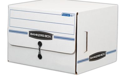 Side-Tab Storage Boxes, Letter Files, White/blue, 12/carton