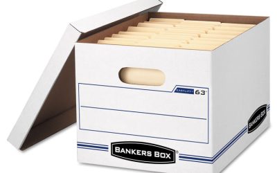 Easylift Basic-Duty Strength Storage Boxes, Letter Files, 12.75″ X 13.25″ X 10.5″, White/blue, 12/carton