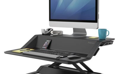 Lotus Sit-Stands Workstation, 32.75″ X 24.25″ X 5.5″ To 22.5″, Black