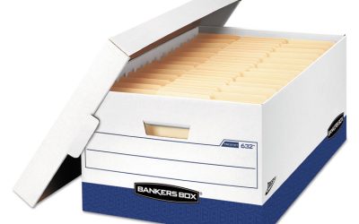 Presto Heavy-Duty Storage Boxes, Legal Files, 16″ X 10.38″, White/blue, 12/carton