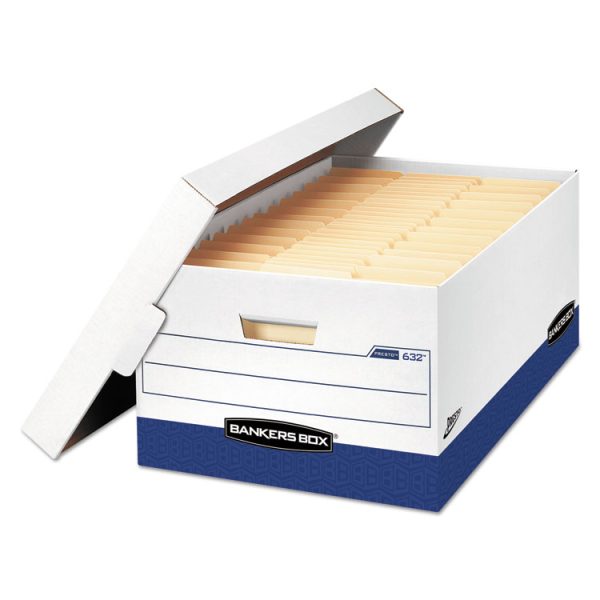 Presto Heavy-Duty Storage Boxes, Legal Files, 16" X 10.38", White/blue, 12/carton