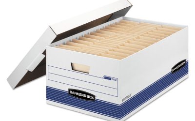 Stor/file Medium-Duty Storage Boxes, Legal Files, 15.88″ X 25.38″ X 10.25″, White/blue, 4/carton