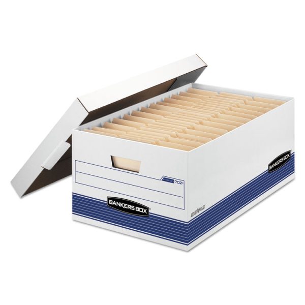 Stor/file Medium-Duty Storage Boxes, Legal Files, 15.88" X 25.38" X 10.25", White/blue, 4/carton