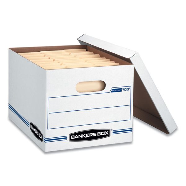 Stor/file Basic-Duty Storage Boxes, Letter/legal Files, 12.5" X 16.25" X 10.5", White/blue, 4/carton - Image 3