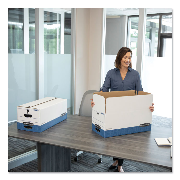 Stor/file Medium-Duty Strength Storage Boxes, Letter Files, 12.25" X 24.13" X 10.75", White/blue, 4/carton - Image 4
