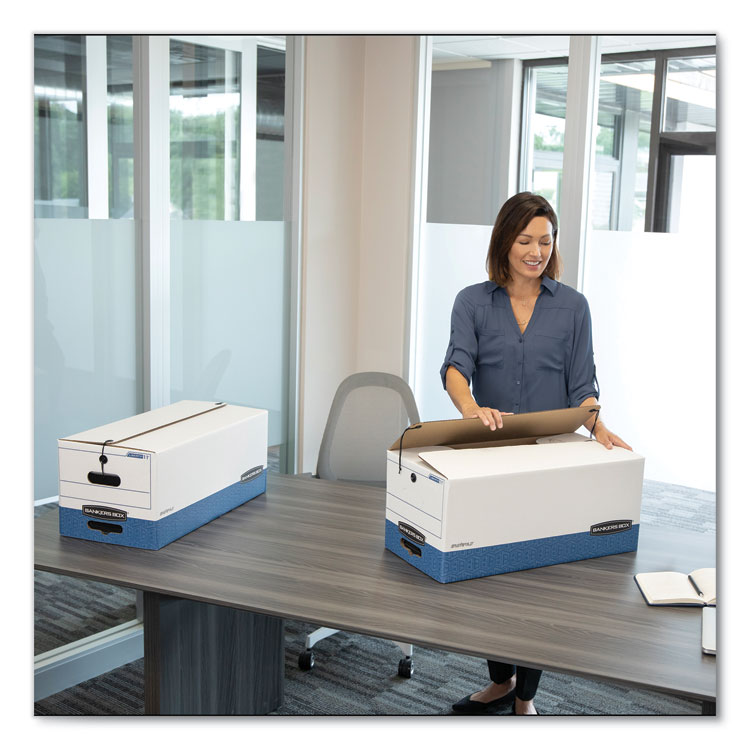 Stor/file Medium-Duty Strength Storage Boxes, Legal Files, 15.25" X 24.13" X 10.75", White/blue, 12/carton - Image 5