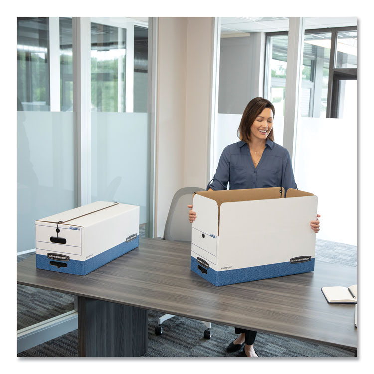 Stor/file Medium-Duty Strength Storage Boxes, Legal Files, 15.25" X 24.13" X 10.75", White/blue, 12/carton - Image 4
