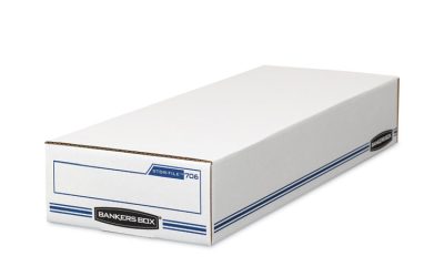 Stor/file Check Boxes, 9.25″ X 25″ X 4.13″, White/blue, 12/carton