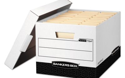 R-Kive Heavy-Duty Storage Boxes, Letter/legal Files, 12.75″ X 16.5″ X 10.38″, White/black, 12/carton