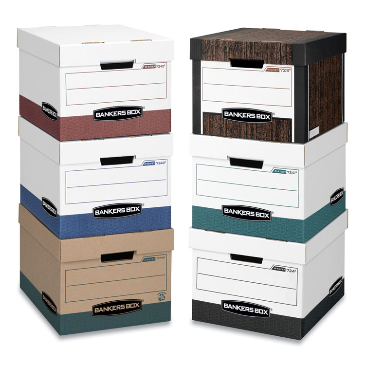 R-Kive Heavy-Duty Storage Boxes, Letter/legal Files, 12.75" X 16.5" X 10.38", Woodgrain, 4/carton - Image 3