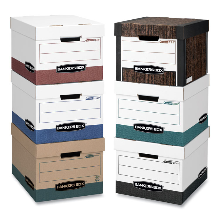 R-Kive Heavy-Duty Storage Boxes, Letter/legal Files, 12.75" X 16.5" X 10.38", Woodgrain, 12/carton - Image 3
