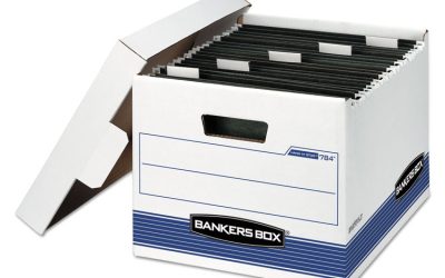 Hang’n’stor Medium-Duty Storage Boxes, Letter Files, 12.63″ X 15.63″ X 10″, White/blue, 4/carton