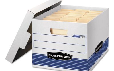 Stor/file Medium-Duty Letter/legal Storage Boxes, Letter/legal Files, 12.75″ X 16.5″ X 10.5″, White/blue, 4/carton