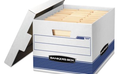 Stor/file Medium-Duty Letter/legal Storage Boxes, Letter/legal Files, 12.75″ X 16.5″ X 10.5″, White/blue, 12/carton