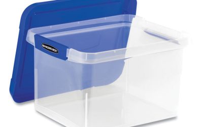 Heavy Duty Plastic File Storage, Letter/legal Files, 14″ X 17.38″ X 10.5″, Clear/blue, 2/pack
