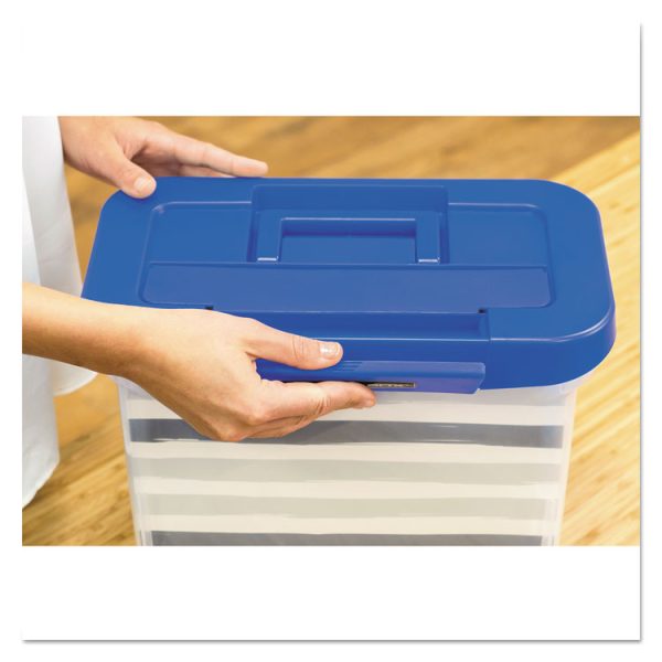 Heavy-Duty Portable File Box, Letter Files, 14.25" X 8.63" X 11.06", Clear/blue - Image 6