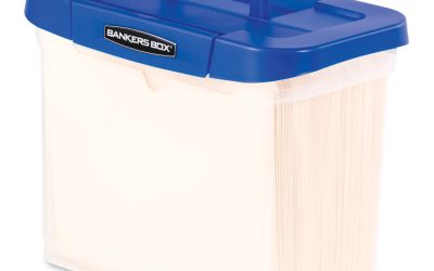 Heavy-Duty Portable File Box, Letter Files, 14.25″ X 8.63″ X 11.06″, Clear/blue