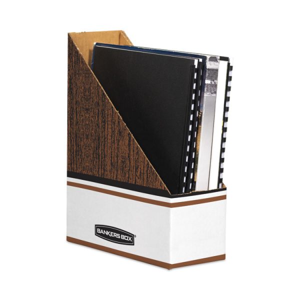 Corrugated Cardboard Magazine File, 4 x 11 x 12.25, Wood Grain, 12/Carton - Image 4
