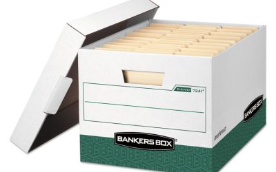 R-Kive Heavy-Duty Storage Boxes, Letter/legal Files, 12.75″ X 16.5″ X 10.38″, White/green, 12/carton