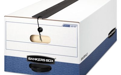 Liberty Plus Heavy-Duty Strength Storage Boxes, Legal Files, 15.25″ X 24.13″ X 10.75″, White/blue, 12/carton