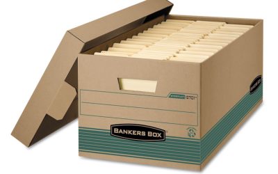 STOR/FILE Medium-Duty 100% Recycled Storage Boxes, Letter Files, 12.88″ x 25.38″ x 10.25″, Kraft/Green, 12/Carton