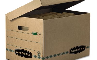 Systematic Basic-Duty Attached Lid Storage Boxes, Letter/legal Files, Kraft/green, 12/carton
