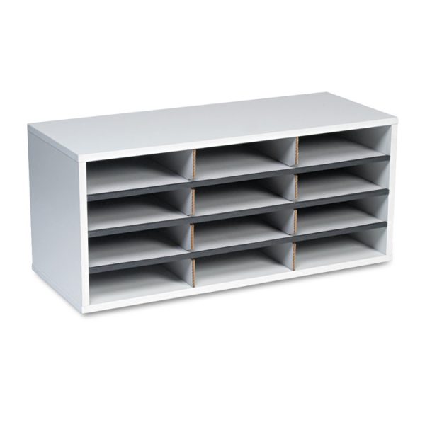 Particle Board Desktop Sorter, 12 Compartments, 29 x 11.88 x 12.9, Dove Gray - Image 2