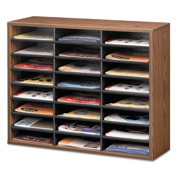 Literature Organizer, 24 Letter Compartments, 29 x 11.88 x 23.44, Medium Oak - Image 2