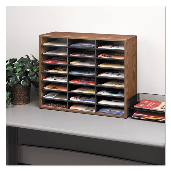 Literature Organizer, 24 Letter Compartments, 29 x 11.88 x 23.44, Medium Oak - Image 3
