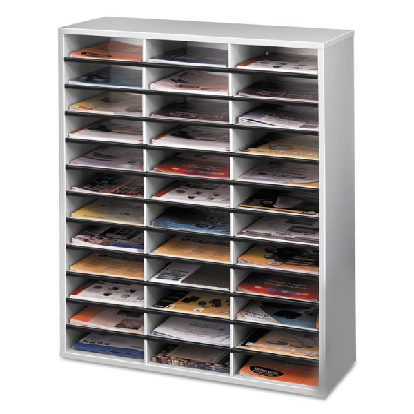 Literature Organizer, 36 Letter Compartments, 29 x 11.88 x 34.69, Dove Gray - Image 2