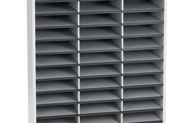 Literature Organizer, 36 Letter Compartments, 29 x 11.88 x 34.69, Dove Gray