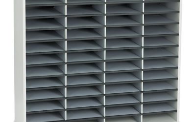 Literature Organizer, 48 Letter Compartments, 38.25 x 11.88 x 34.69, Dove Gray