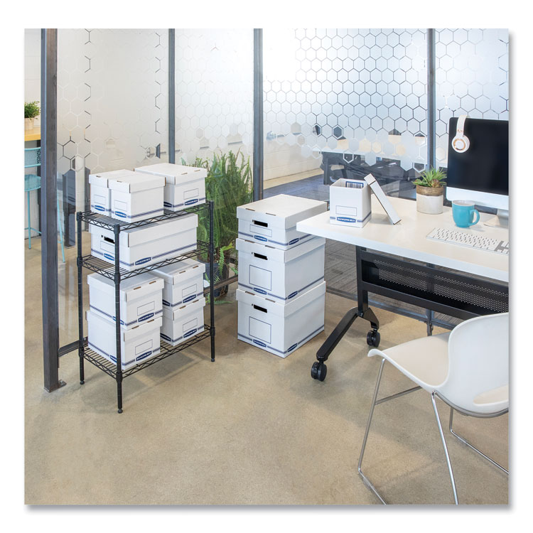 Organizer Storage Boxes, X-Large, 12.75" X 16.5" X 10.5", White/blue, 12/carton - Image 3