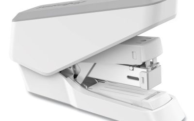 LX860 EasyPress Half Strip Stapler, 40 Sheet Capacity, Gray/White