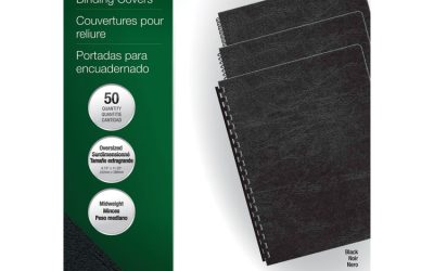 Expressions Classic Grain Texture Presentation Covers for Binding Systems, Black, 11.25 x 8.75, Unpunched, 200/Pack