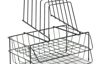 Wire Double Tray With Step File Sorter, 8 Sections, Letter Size Files, 13.88″ X 10.13″ X 14″, Black