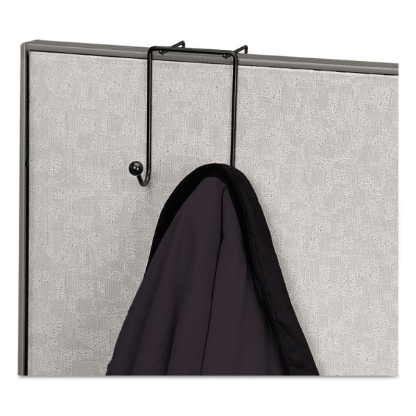 Partition Additions Wire Double-Garment Hook, 4 x 5.13 x 6, Over-the Panel Mount,  Black - Image 2