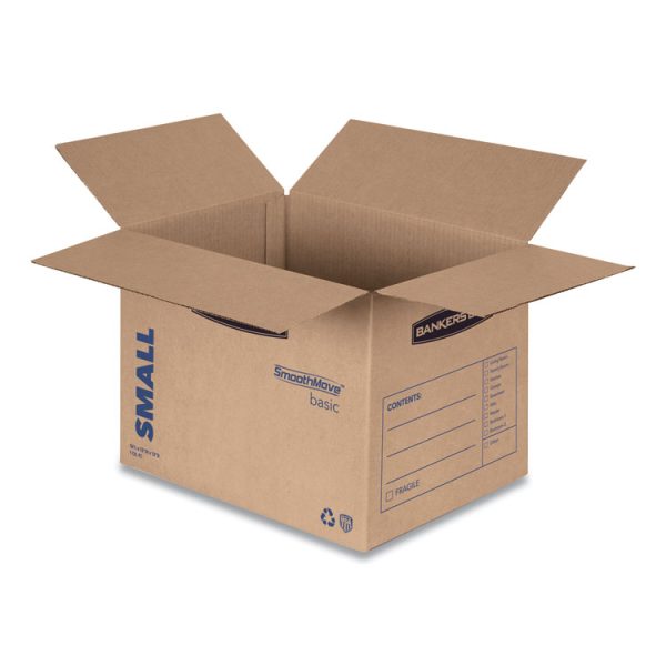 SmoothMove Basic Moving Boxes, Regular Slotted Container (RSC), Small, 12" x 16" x 12", Brown/Blue, 25/Bundle - Image 2