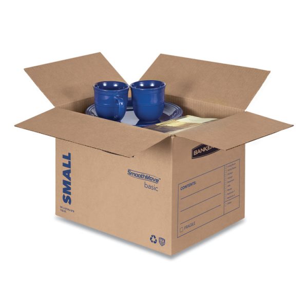 SmoothMove Basic Moving Boxes, Regular Slotted Container (RSC), Small, 12" x 16" x 12", Brown/Blue, 25/Bundle - Image 3