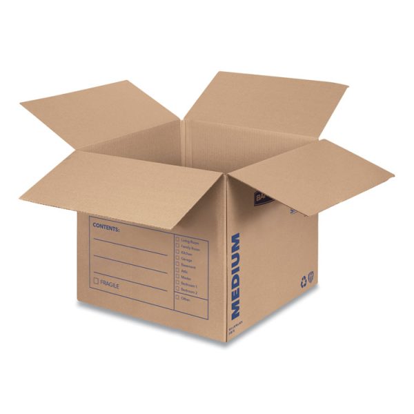 SmoothMove Basic Moving Boxes, Regular Slotted Container (RSC), Medium, 18" x 18" x 16", Brown/Blue, 20/Bundle - Image 2