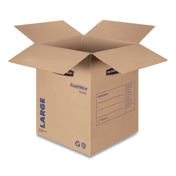 SmoothMove Basic Moving Boxes, Regular Slotted Container (RSC), Large, 18" x 18" x 24", Brown/Blue, 15/Carton - Image 2