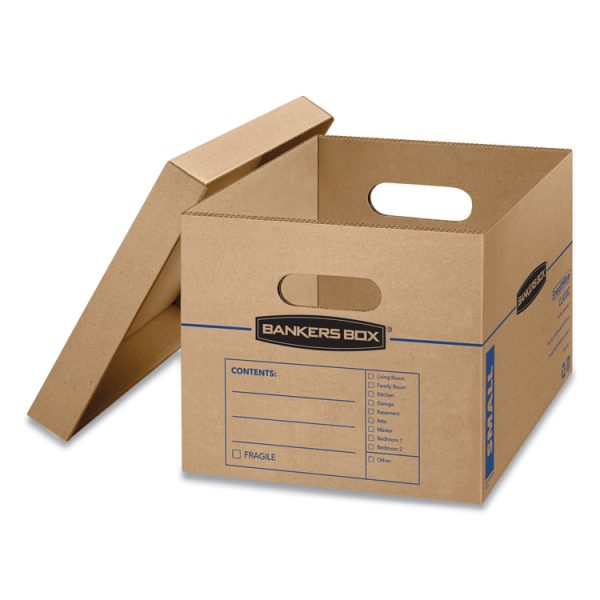 SmoothMove Classic Moving/Storage Boxes, Half Slotted Container (HSC), Small, 12" x 15" x 10", Brown/Blue, 10/Carton - Image 2