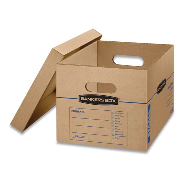 SmoothMove Classic Moving/Storage Boxes, Half Slotted Container (HSC), Small, 12" x 15" x 10", Brown/Blue, 15/Carton - Image 2