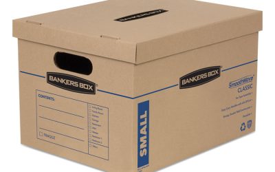 SmoothMove Classic Moving/Storage Boxes, Half Slotted Container (HSC), Small, 12″ x 15″ x 10″, Brown/Blue, 20/Carton