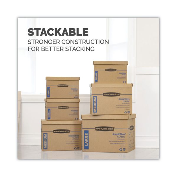 SmoothMove Classic Moving/Storage Boxes, Half Slotted Container (HSC), Small, 12" x 15" x 10", Brown/Blue, 20/Carton - Image 8