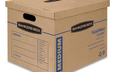 SmoothMove Classic Moving/Storage Boxes, Half Slotted Container (HSC), Medium, 15″ x 18″ x 14″, Brown/Blue, 8/Carton