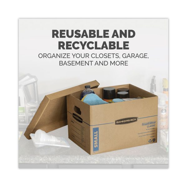 SmoothMove Classic Moving/Storage Boxes, Half Slotted Container (HSC), Medium, 15" x 18" x 14", Brown/Blue, 8/Carton - Image 7