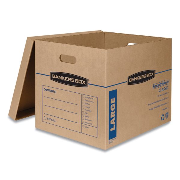 SmoothMove Classic Moving/Storage Boxes, Half Slotted Container (HSC), Large, 17" x 21" x 17", Brown/Blue, 5/Carton - Image 2