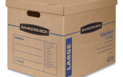 SmoothMove Classic Moving/Storage Boxes, Half Slotted Container (HSC), Large, 17″ x 21″ x 17″, Brown/Blue, 5/Carton